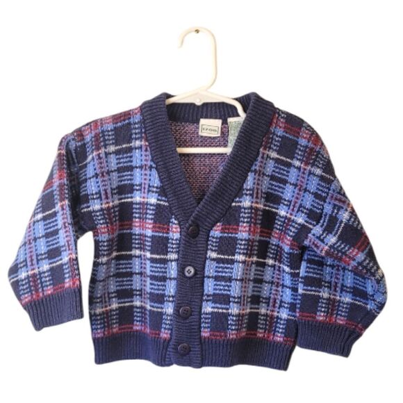 Vintage IZOD Plaid Kid's Button Front Cardigan - Picture 1 of 5
